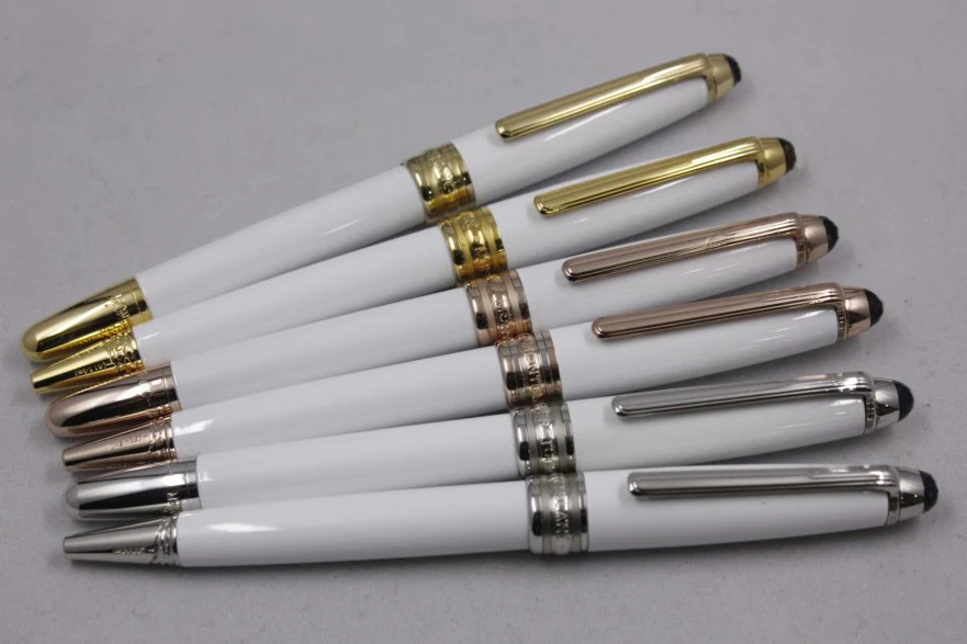 

New Mb Monte 163 Rollerball Gel Pens Business Wriring Ballpoint Fountain Pen Gold Clip blanc ink Pen