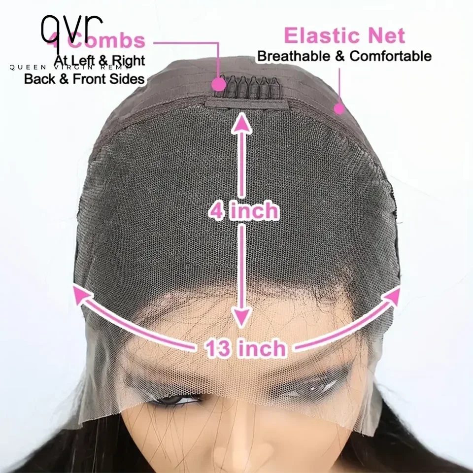 Парик QVR короткий прямой 13x4 парик из человеческих волос без клея 180D
