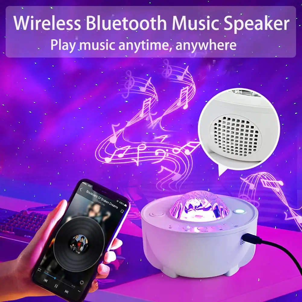 

Led Starry Sky Projector Lamp Colorful Usb Stage Night Lights With Bluetooth-compatible Music Speaker