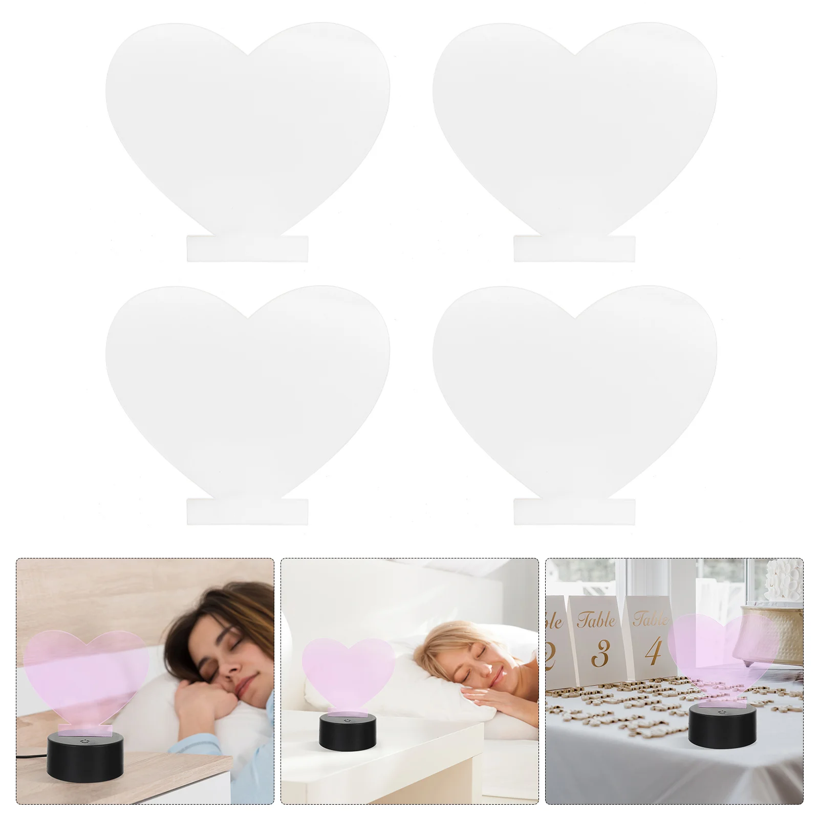 

6pcs Acrylic Sheets Creative LED Light Base Signs Engraving Blanks Blank Acrylic Signs for DIY Projects Craft Table Signs