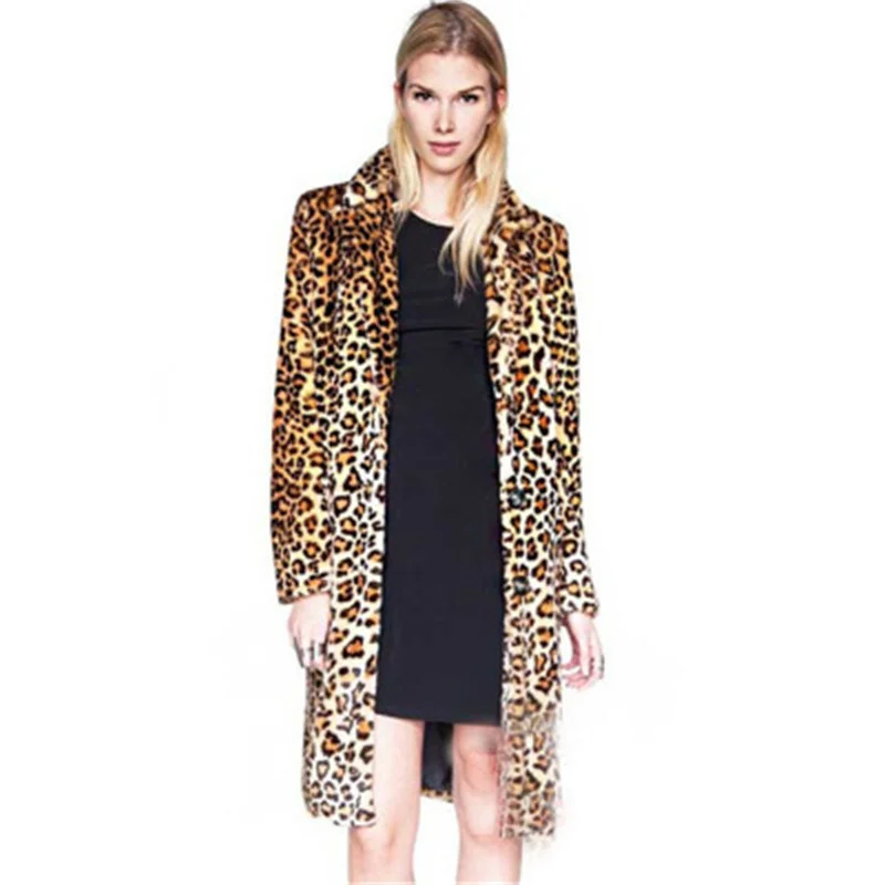 Autumn Leopard print faux mink leather jacket womens winter thicken warm fur leather coat woman loose jackets fashion 4XL