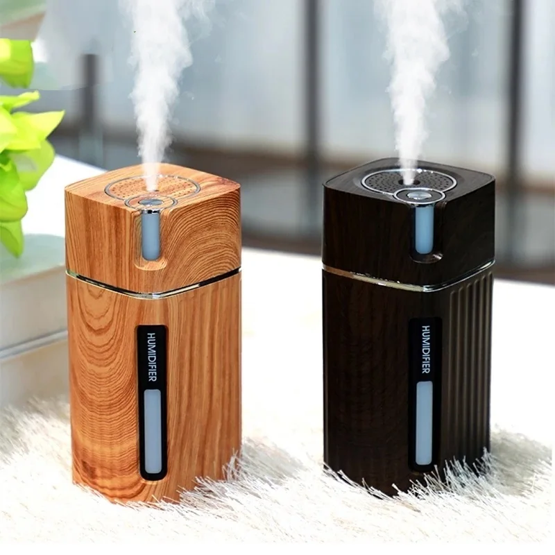 

SaengQ Electric Humidifier Aroma Oil Diffuser Essential Ultrasonic Wood Grain Air Humidifier USB Mini Mist Maker LED Light