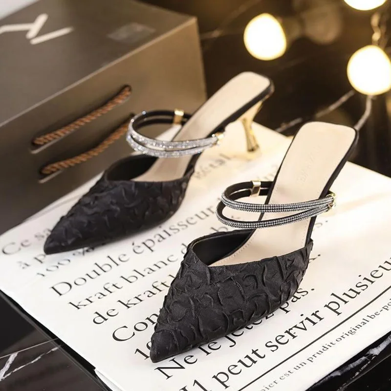 Женские сандалии с кристаллами летние элегантные женские туфли-лодочки