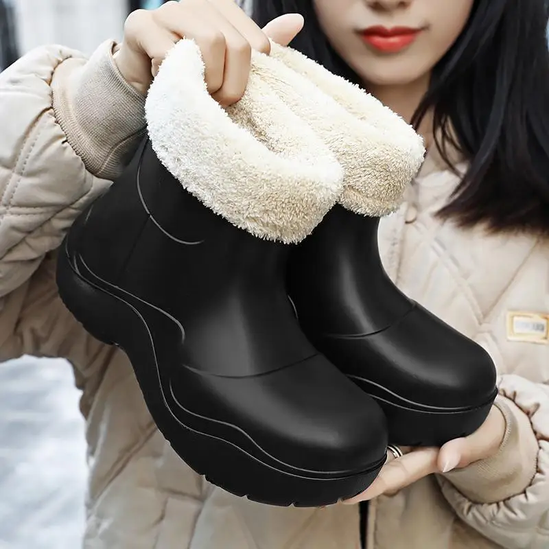 

New Arrivals Women's Winter High Boots Outdoor Casual Slip-on Snow Shoes Warm Lining Comfort Botas De Mujer Hard-wearing