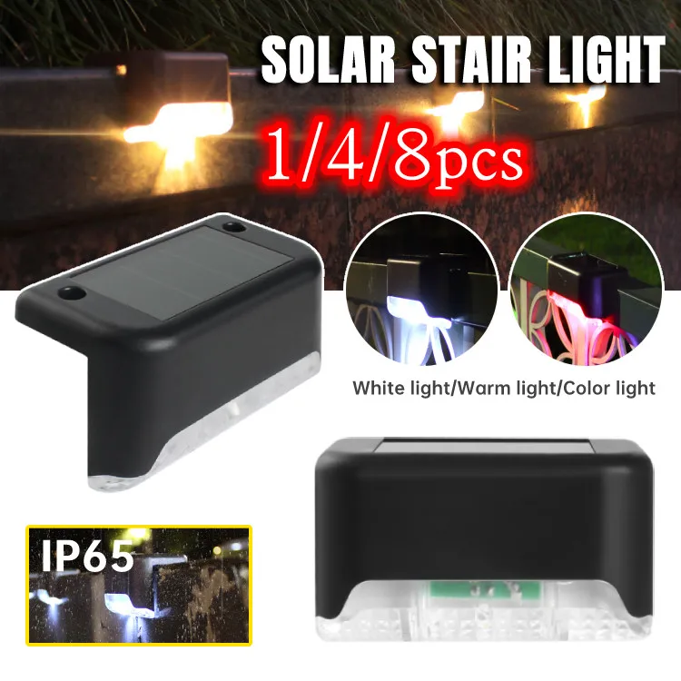 

1/4/8pcs LED Solar Step Lamp Stair Outdoor Garden Lights Waterproof Balcony Light Decoration For Patio Stair Fence Light