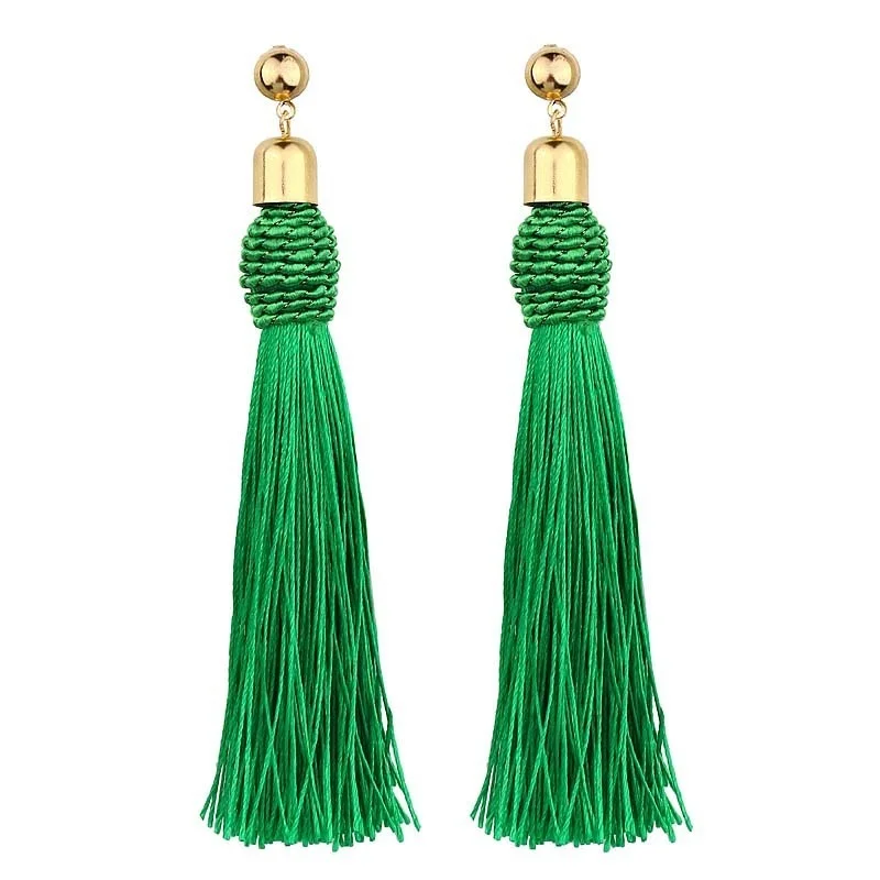 

2020 Brand Tassel Earrings Women's Fashion Jewelry Bohemia Pendant Long Earrings Silk Fabric National Retro Earrings