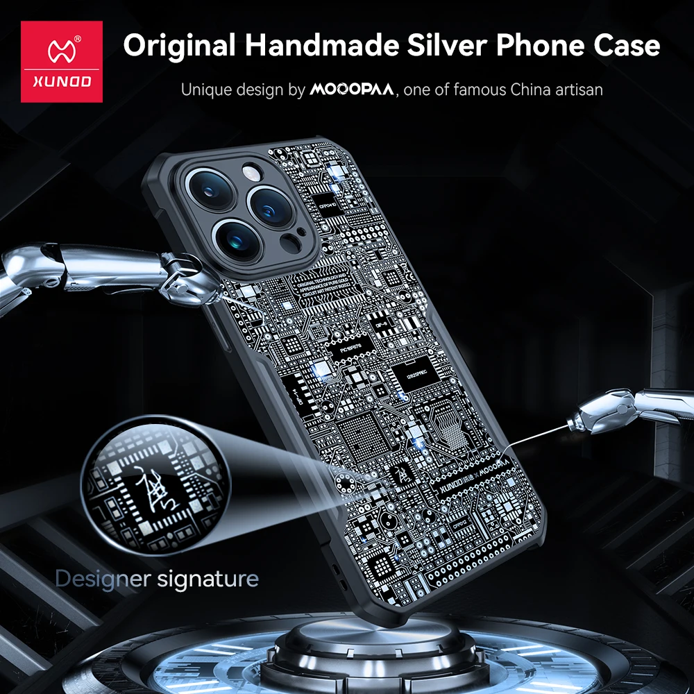 Xundd Pure Gold Silver Case For iPhone 13 14 Pro Max 12 Pro 14 Plus Airbag Anti-Fall Bumper Shell For iPhone 13 Pro Max Case