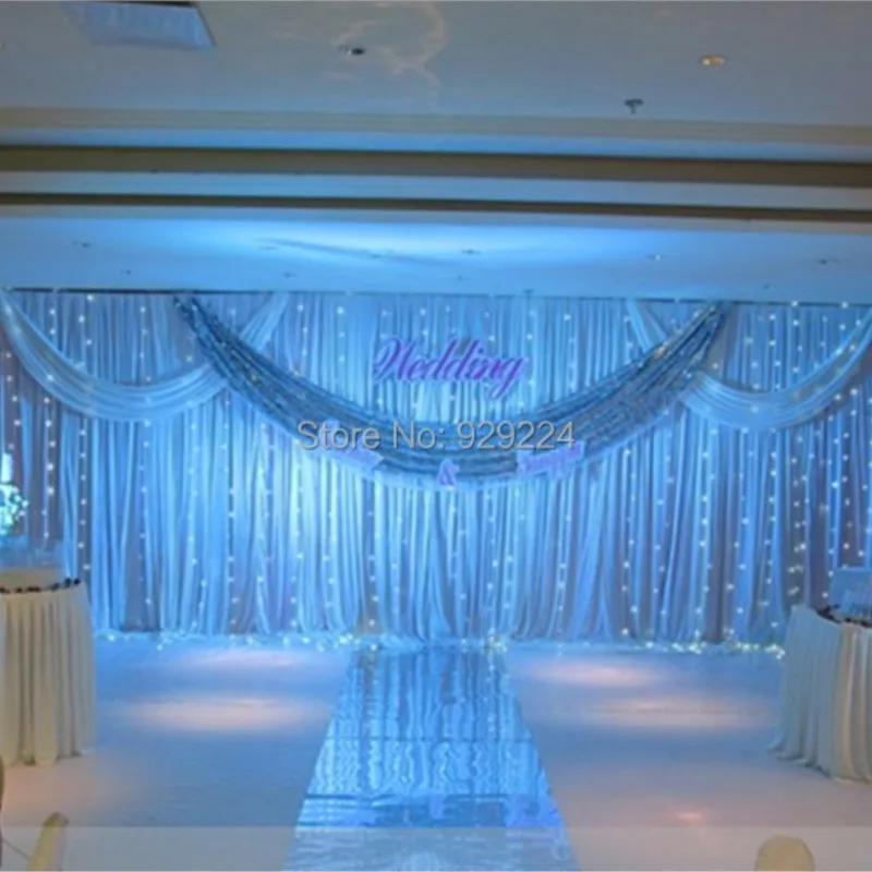 

Romantic 3m*6m Wedding Stage Backdrop With Beatiful Swag Wedding Drapery And Curtain Decoration Stage Background