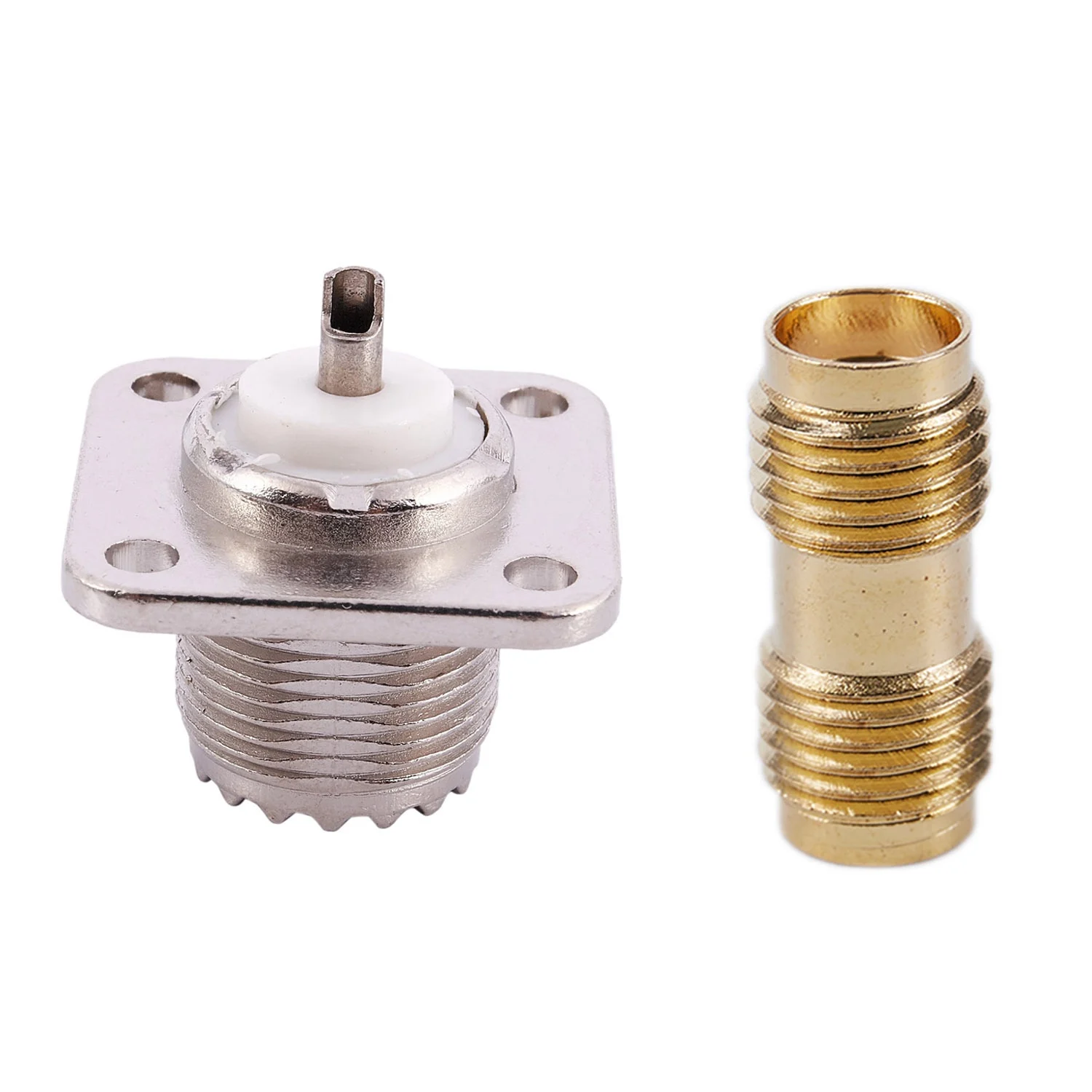 1 Pcs UHF Female SO239 Panel Chassis Mount Connector & 3 Pcs SMA Female To SMA Female for Two Way Radio Antenna Adapter