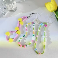 ins mobile phone strap colorful beads love cell phone wrist chain anti lost lanyard strap cord bracelet jewelry for girls women