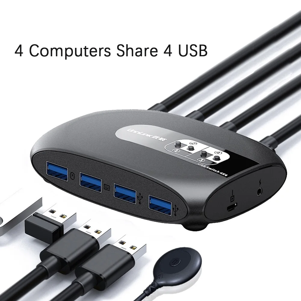

USB 3,0 KVM Switch 2 или 4, совместное использование компьютера, 4 USB-устройства для клавиатуры, мыши, U-диска, принтера