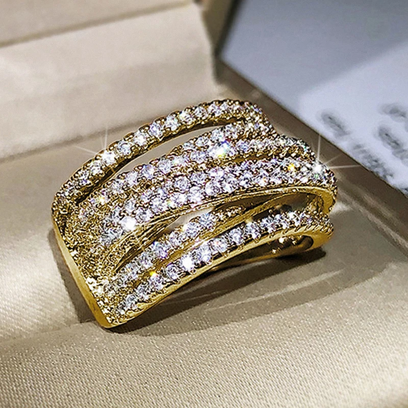 

New Multi Cross Paved CZ Rings Women High Quality Silver Color Wedding Bands Accessories 2022 New Fashion Female Ring Jewelry