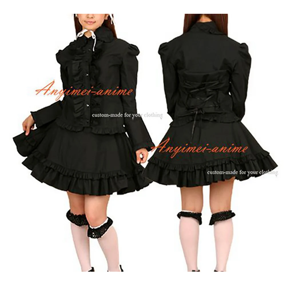 

sweet Gothic Lolita Punk Fashion black cotton shirt skirt Outfit Cosplay Costume Tailor-made[CK997]
