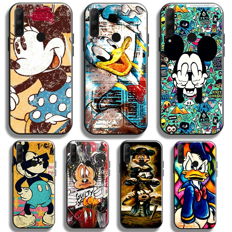 

Graffiti Mickey Duck Phone Case For Huawei Y9 Y7 Prime 2019 Y9a Y9s Y9 Y7 Y6 Y6P Y7P Y8P Back Black TPU Cover Shell Cases