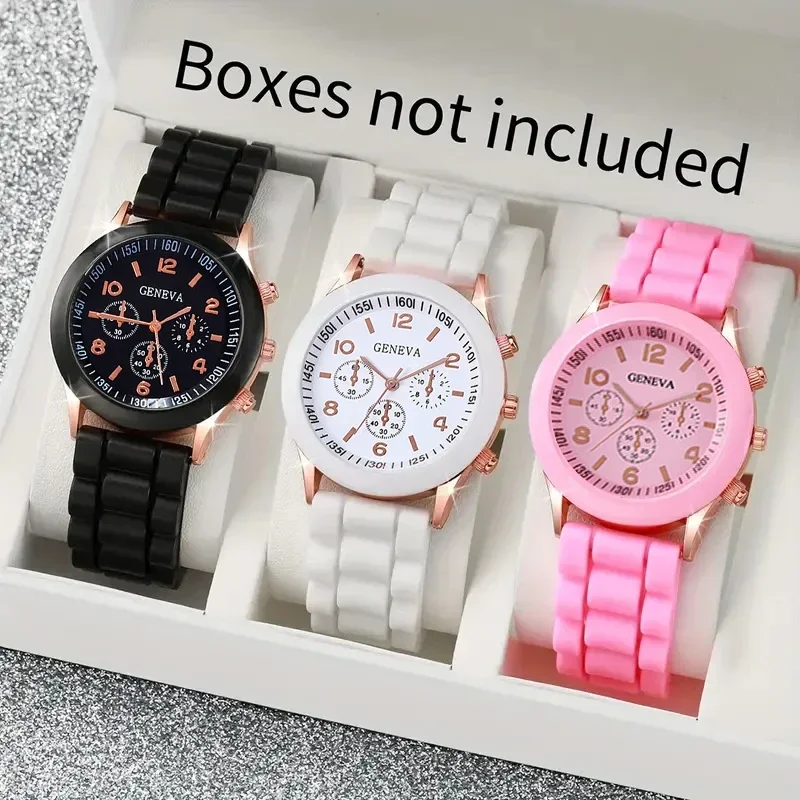 3 шт. силиконовые женские кварцевые часы будуарный набор