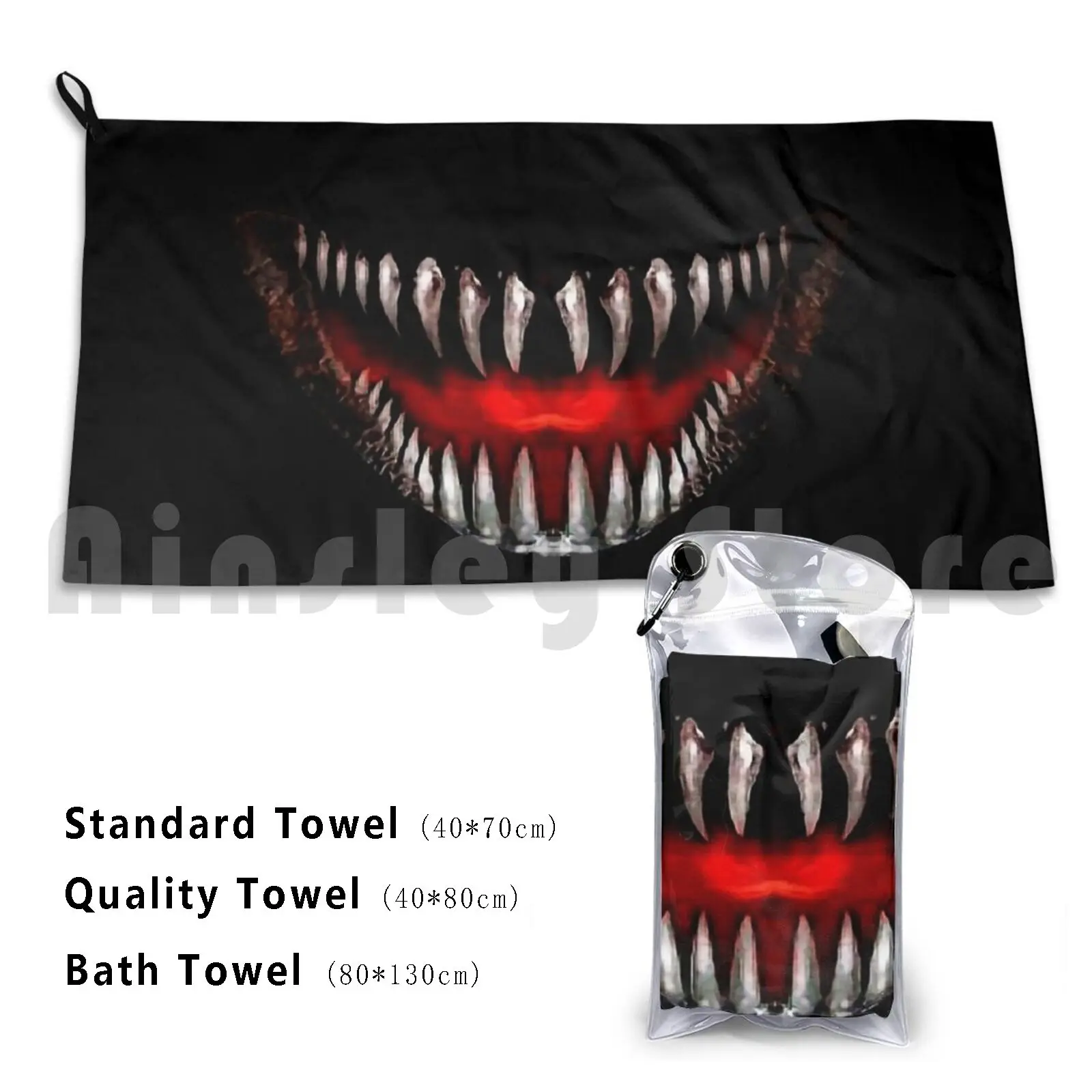 Beach Cushion Scary Scary Spooky Teeth Fangs Sharp Open Mouth Jaw Red