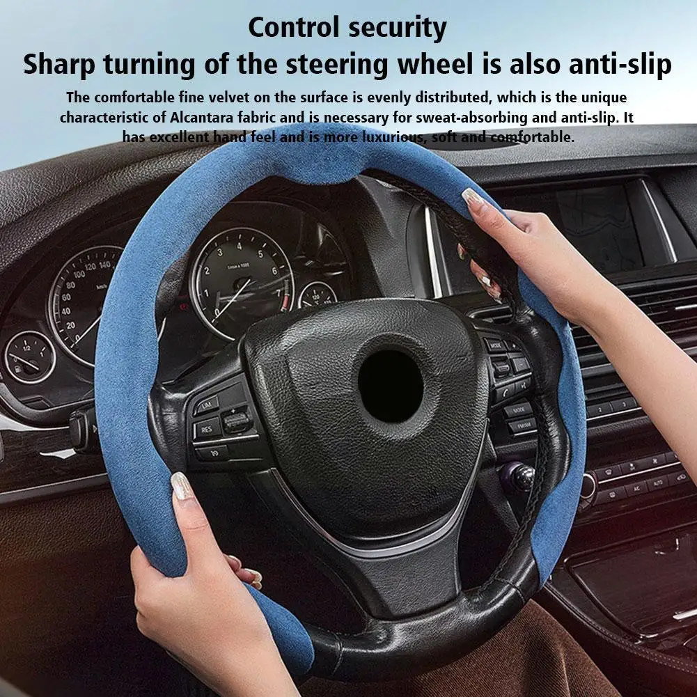 

Universal 37-38cm Car Steering Wheel Cover Fur Material Anti-skid Accessories Booster Cover Wheel D1j2