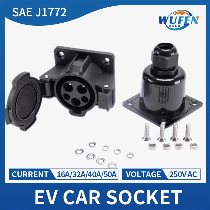 

16A 32A 50A Us J1772 Socket Type1 Ev Socket for Leaf Electrical Vehicle Car Charging Level 1 Level 2 Connector US Certification