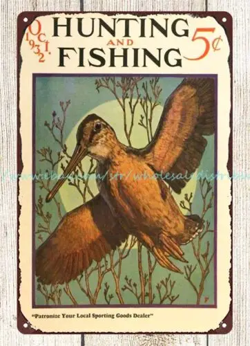 1932 охотничьи рыболовные птицы деревянные водоросли металлические жестяные