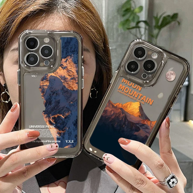 

Transparent lens includes all purple snow mountains Case For iphone14 Pro 11 12 13 Max XS XR SE X 7 8 Plus Fashion new products