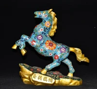 12 tibetan temple collection old bronze cloisonne enamel lucky horse statue horse to success gather fortune ornament town house