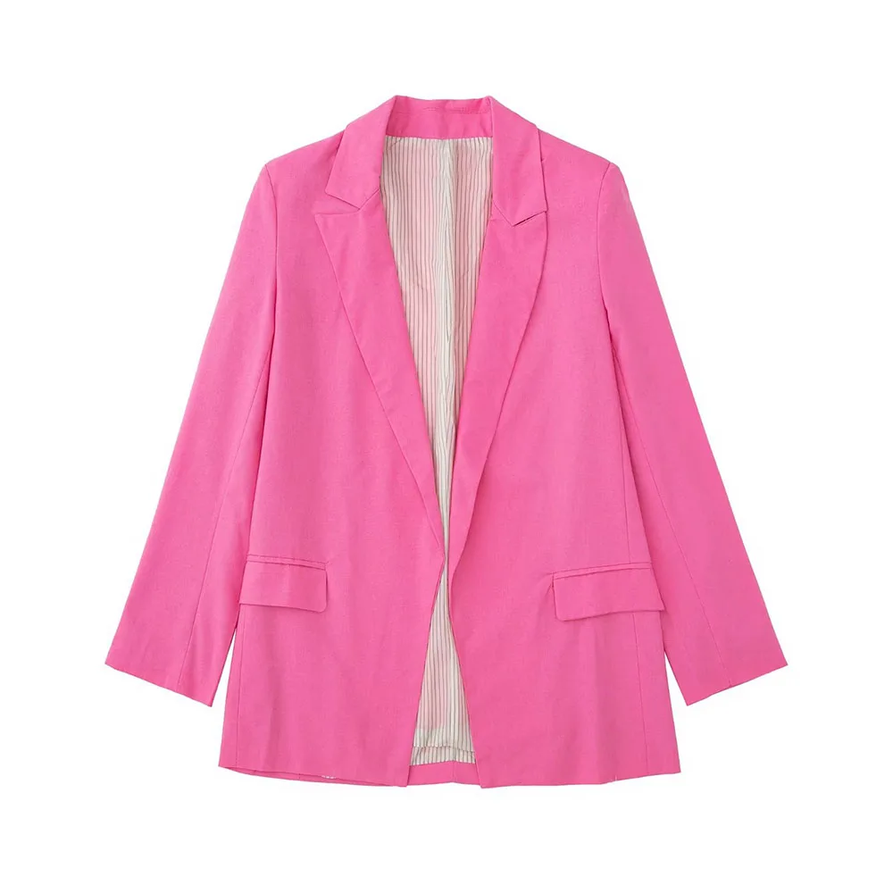 

Women's 2022 Early Autumn Temperament New Casual Fashion Printed Cuff Linen Blazers Retro Loose Tops