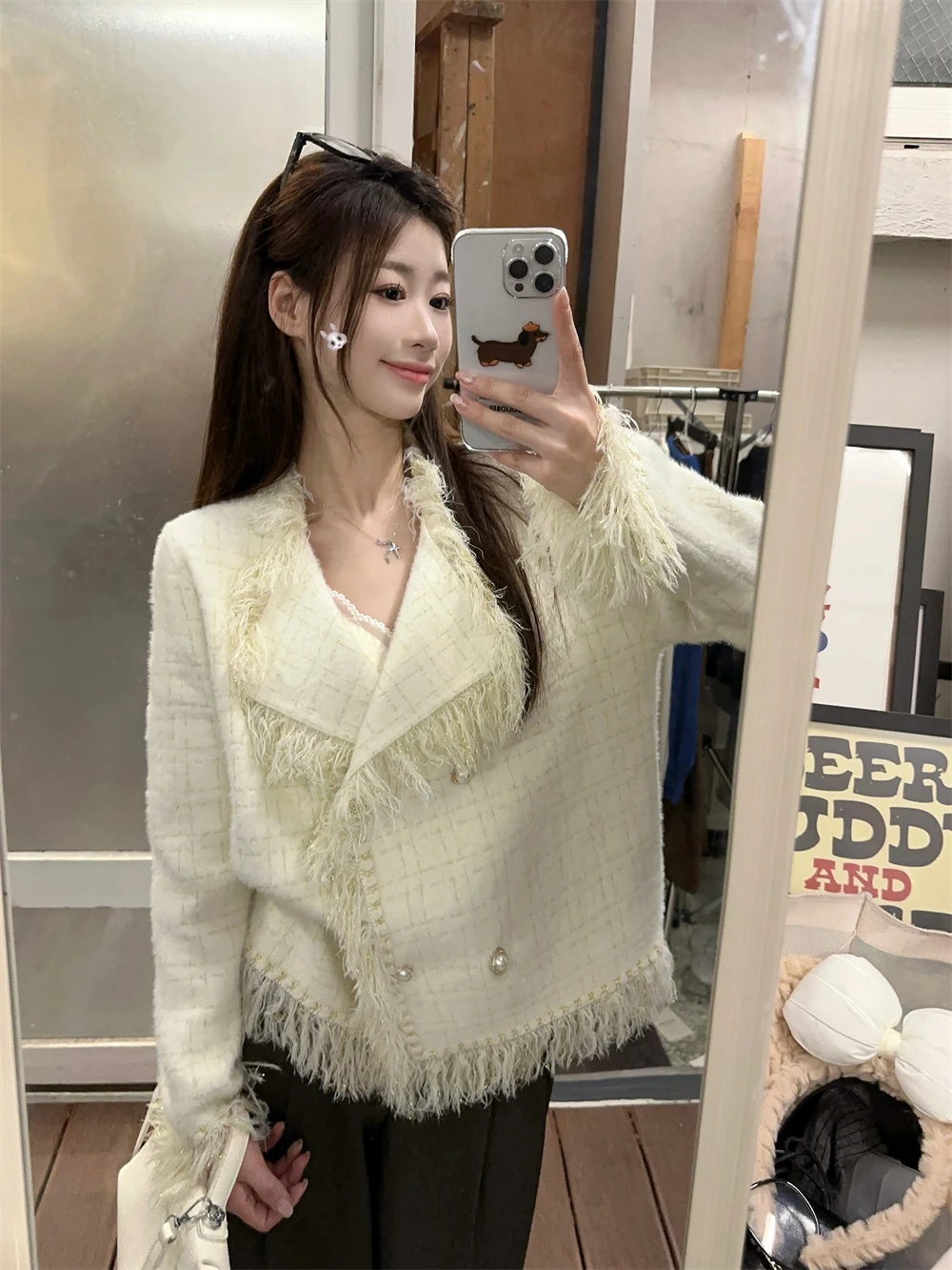 Pphome French sle Изящная тканая короткая верхняя одежда с кисточками Женская