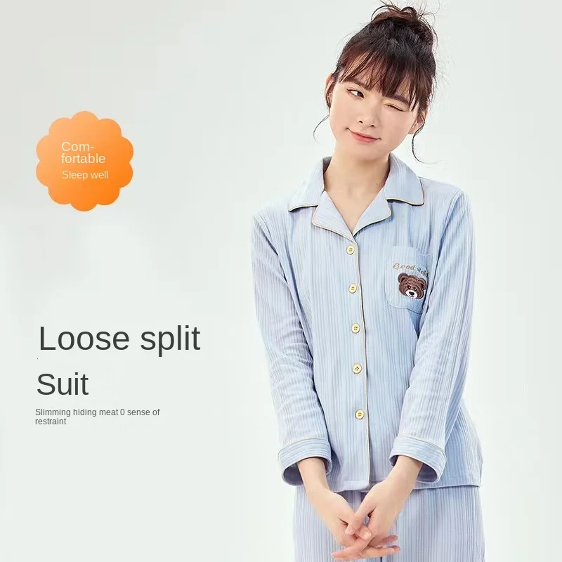 Fashion Pajamas Set For Women Plus Size M-XXL Clothes Ladies Cotton Home Wear Suit Autumn Winter Pajamas Sleep Tops