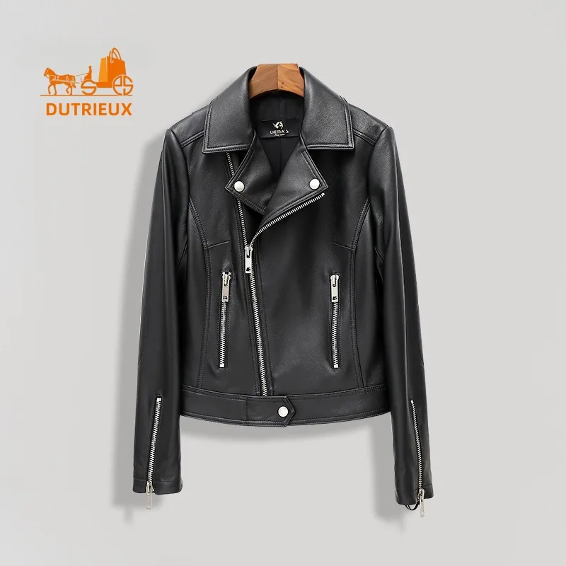 Новая зимняя куртка из овечьей кожи для женщин короткое приталенное пальто