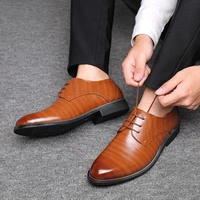 men oxford shoes pointed toe breathable casual men leather shoes solid color leather shoe comfortable men flat shoe lace up