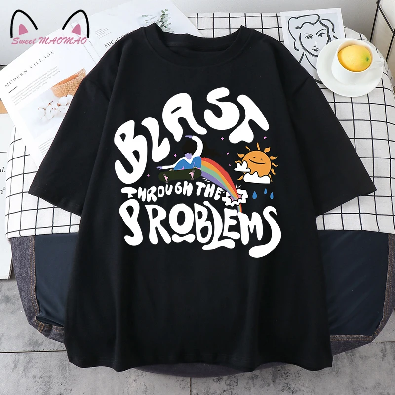 

Cute Cartoon Sweet Girls T Shirt Women Streetwear Tops Harajuku Fun Pink Kawaii Casual Loose Short Sleeve Summer Women T-Shirt