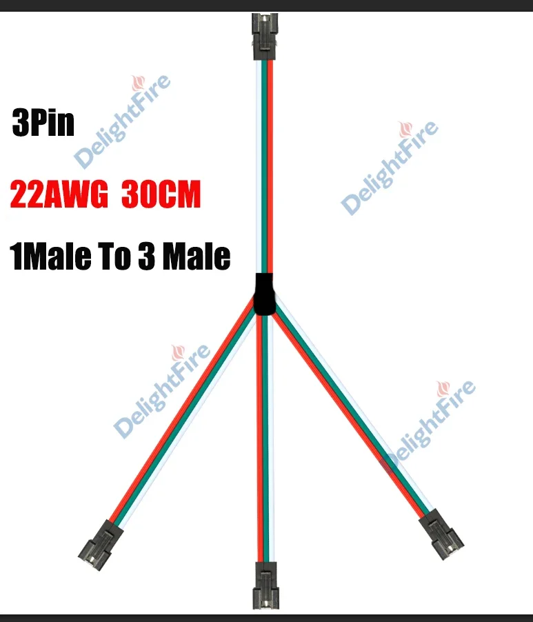 

Разветвитель JST DelightFire 3-контактный 30см 1-3 5V 12V
