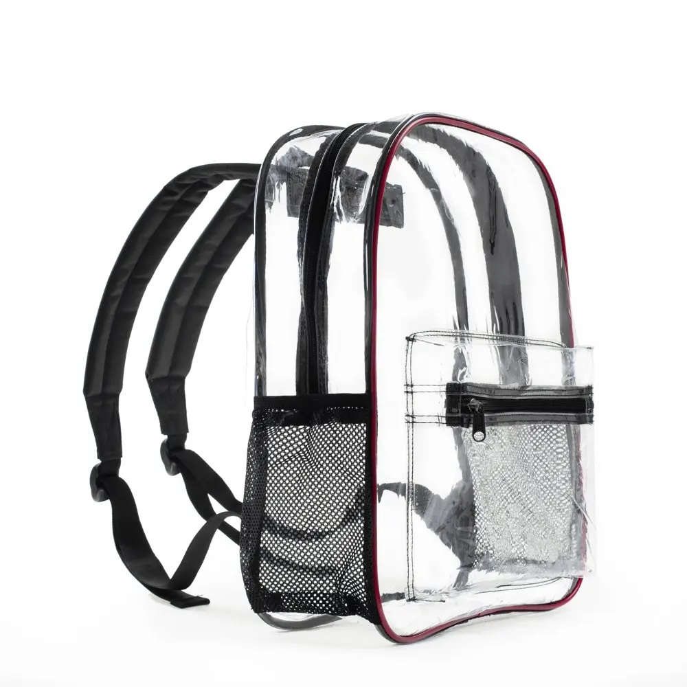 Heavy Duty Clear Transparent Backpack See Through Book-bag with Multi-color Choices for School, Sports, Stadium and So On.