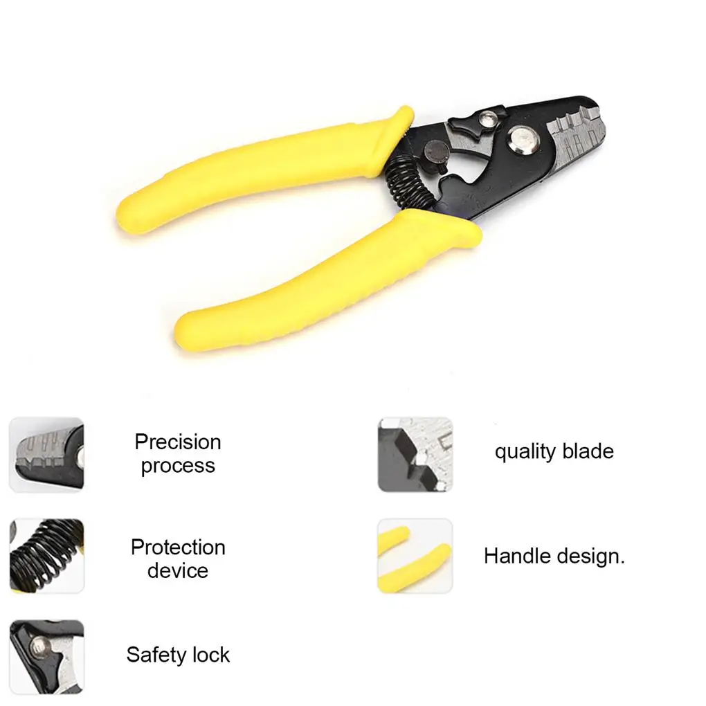 

Cable Stripper Wire Cutting Pliers 3/2 Hole Fiber Optic Stripping Compression Tool with Soft Handle Multiple Use Practicsal Tool