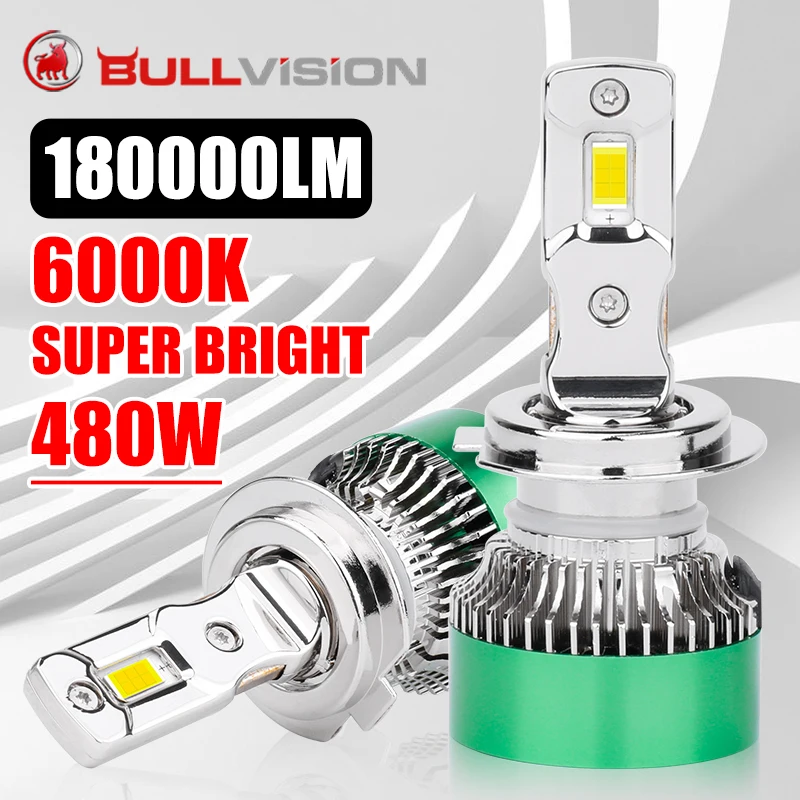 

180000LM H7 H4 H11 LED Headlight 480W H1 H8 H9 HB4 HB3 9005 9006 9012 HIR2 Car Headlamp Canbus Turbo Fog Lamps Motorcycles 6000K