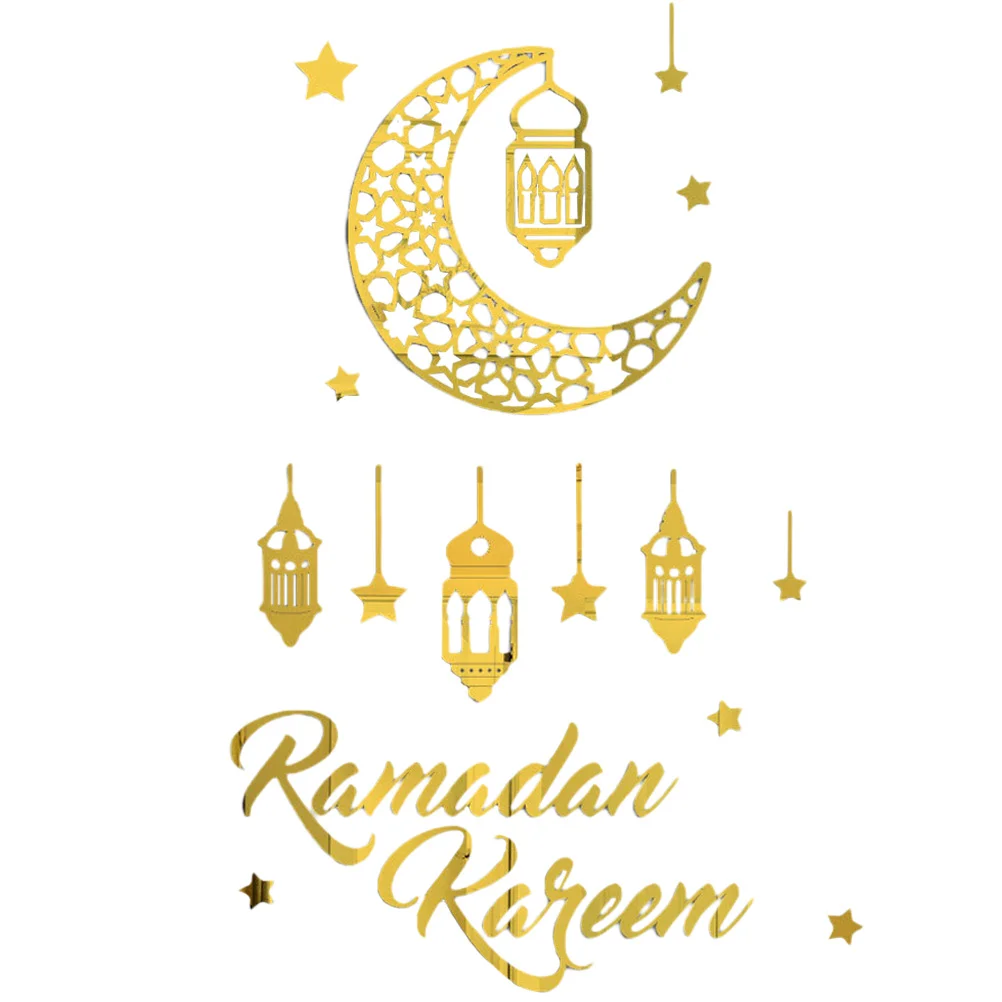 

Mirror Trim Eid Mubarak Sticker Kids Room Decor Decorations Moon Ramadan Window Clings Wall