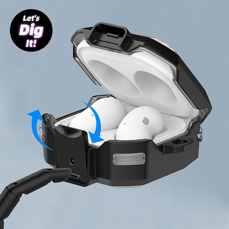 Прозрачный чехол для наушников из углеродного волокна с замком Samsung Galaxy Buds Pro