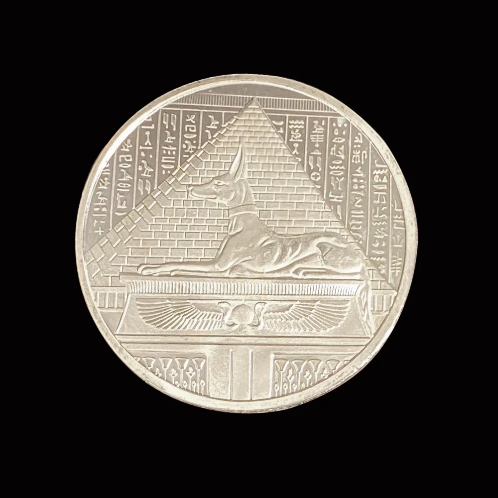 1 шт. Посеребренная копия монеты египетского бога смерти Анубис памятные с рамкой
