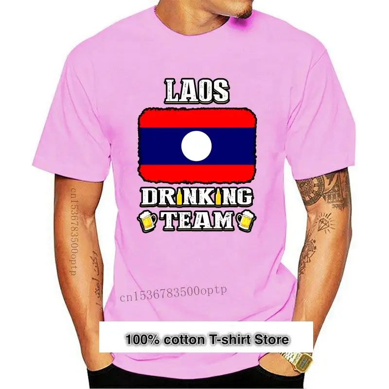 

Camiseta divertida para hombre y mujer, camisa de manga corta con estampado de cerveza, con estampado de equipo de Laos, nueva