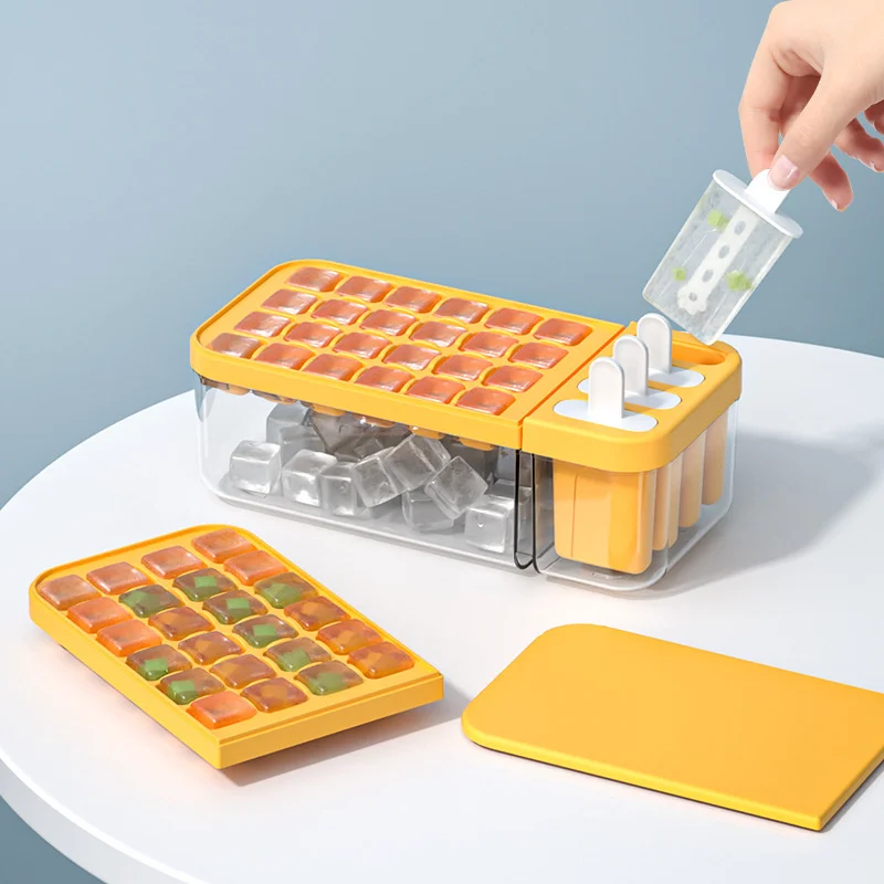 

Многофункциональная форма для льда, 24 ячейки, форма для льда с 4 ячейками, форма для мороженого, коробка для льда пищевого класса с крышкой, а...