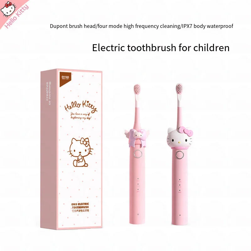 

Kawaii Sanrios Hello Kittys Electric Toothbrush Anime Soft Fine Hair Student Adult High Frequency Waterproof Automatic Brushing