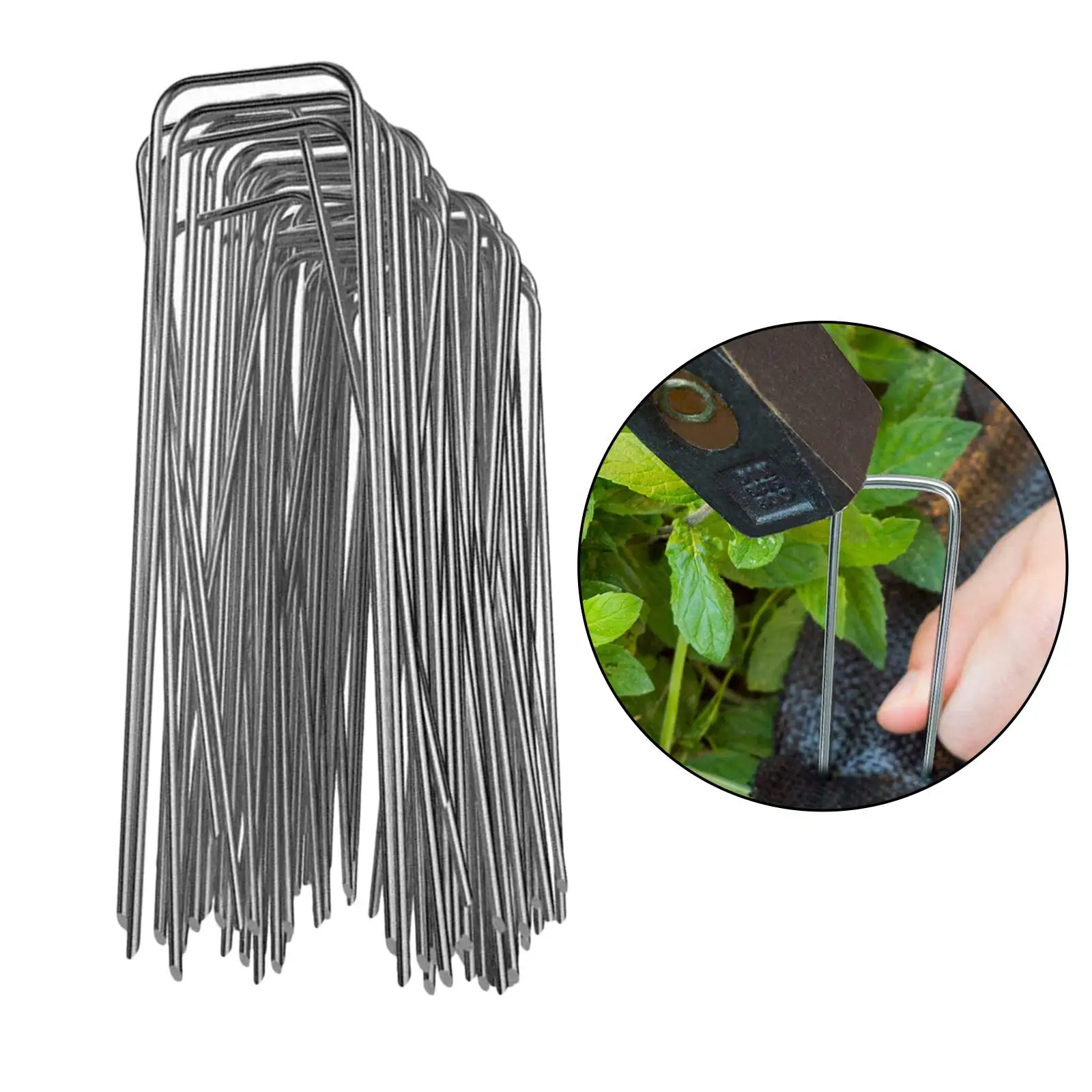 

50pcs 6 Inch Landscape Staples SOD Staples Garden U-Shaped Pins 11