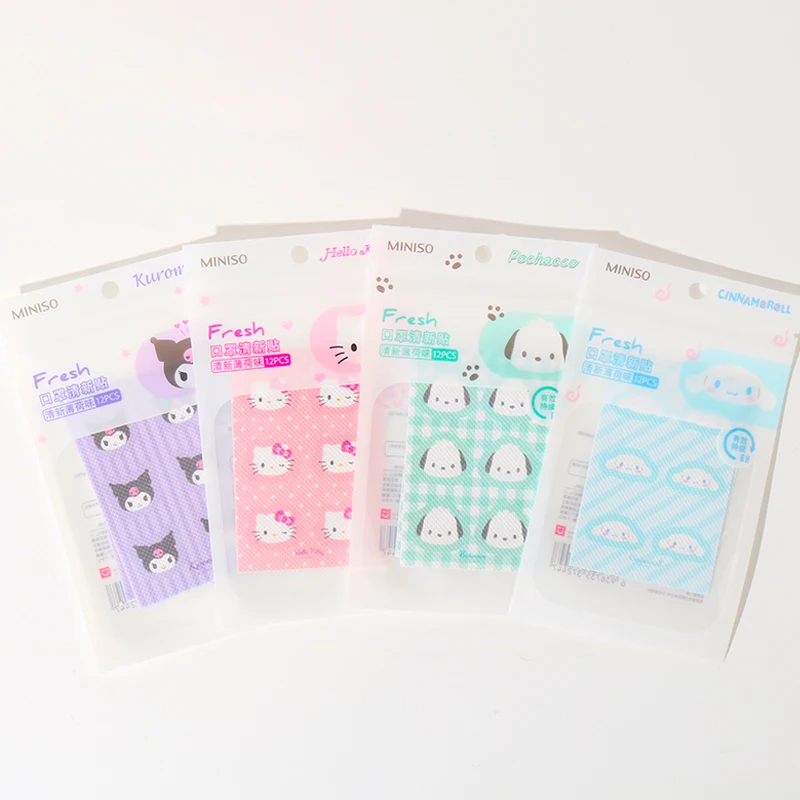 

Kawaii Sanrio Stickers Fresh Face Masks Non-woven Anime Kuromi Hellokittys Melody Cute Mint Essential Oil Perfume Stickers Gifts