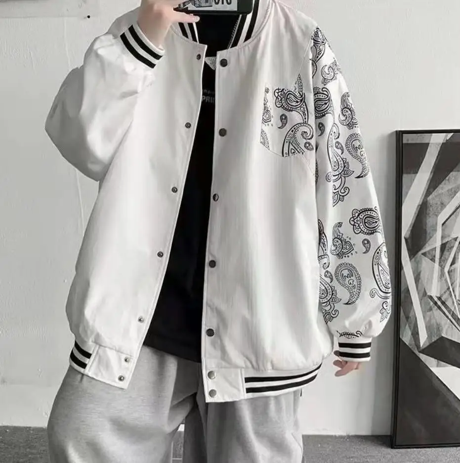 Мужская бейсбольная куртка черная Повседневная Свободная в стиле хип-хоп 2022 -