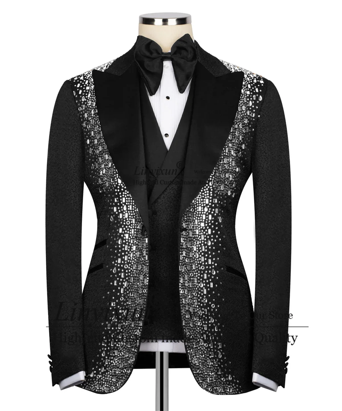 Мужской костюм с блестящей каменной вышивкой модные свадебные смокинги для