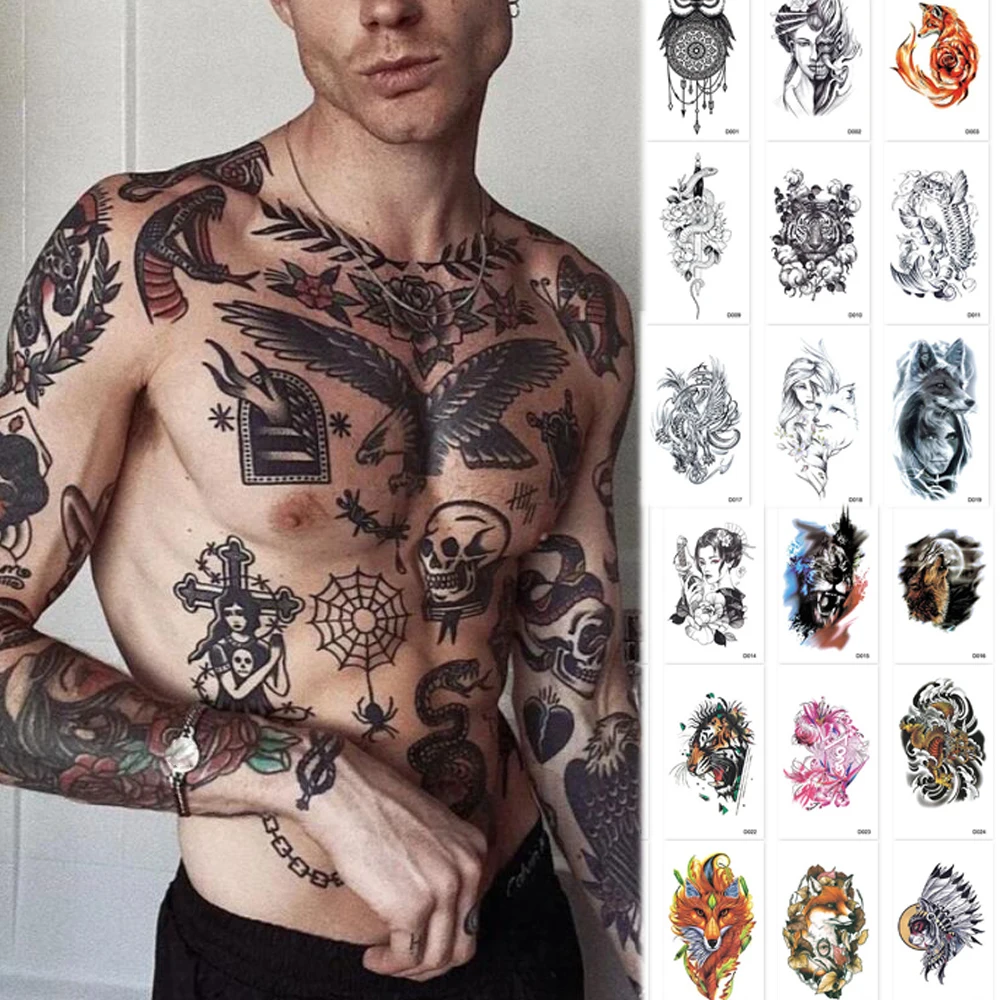 

Временные тату-наклейки Dark Series, змея, искусственная школа, тату на все руки, крутой декор для девочек и мальчиков, DIY аксессуары * 5