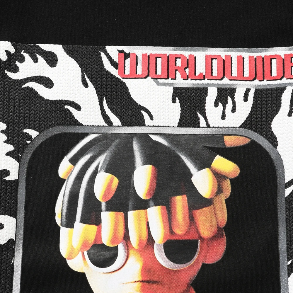 Уличная одежда 2022 черная футболка оверсайз в стиле хип-хоп с рисунком аниме