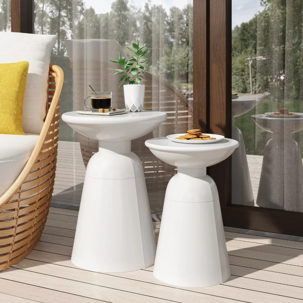 

Metal Outdoor Side Tables, Set of 2,