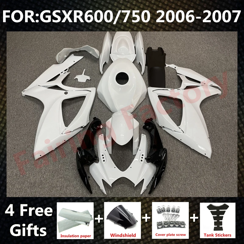 

NEW ABS Motorcycle Whole Fairing kit fit for GSXR600 750 06 07 GSXR 600 GSX-R750 K6 2006 2007 full Fairings kits set white black