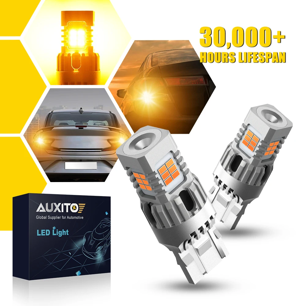 

AUXITO 2 шт. Canbus T20 WY21W LED W21W 7440 Янтарный светодиодный указатель поворота 1156 BA15S P21W T25 3157 Светодиодный индикатор без ошибок 12 В